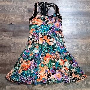 Gently Loved Floral dress by Material Girl size small mesh back and straps cute